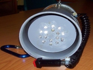 Fotka LED svítilny zepředu