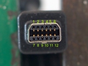 Pořadí pinů USB Olympus